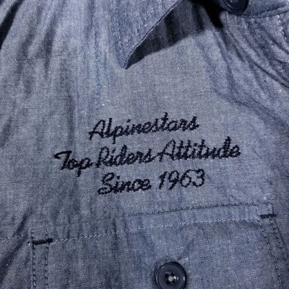 alpinestars Riding Plaid Flannel Chambray Button Down Shirt - Picture 7 of 7